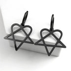 Goth Earrings "Heartagram" Black Heart Pentagram