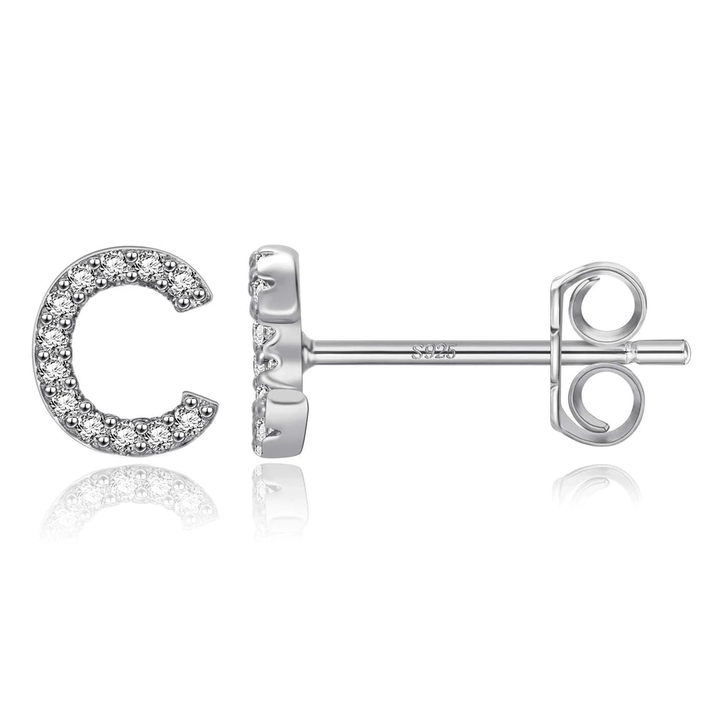 Серебряные серьги с инициалом c
