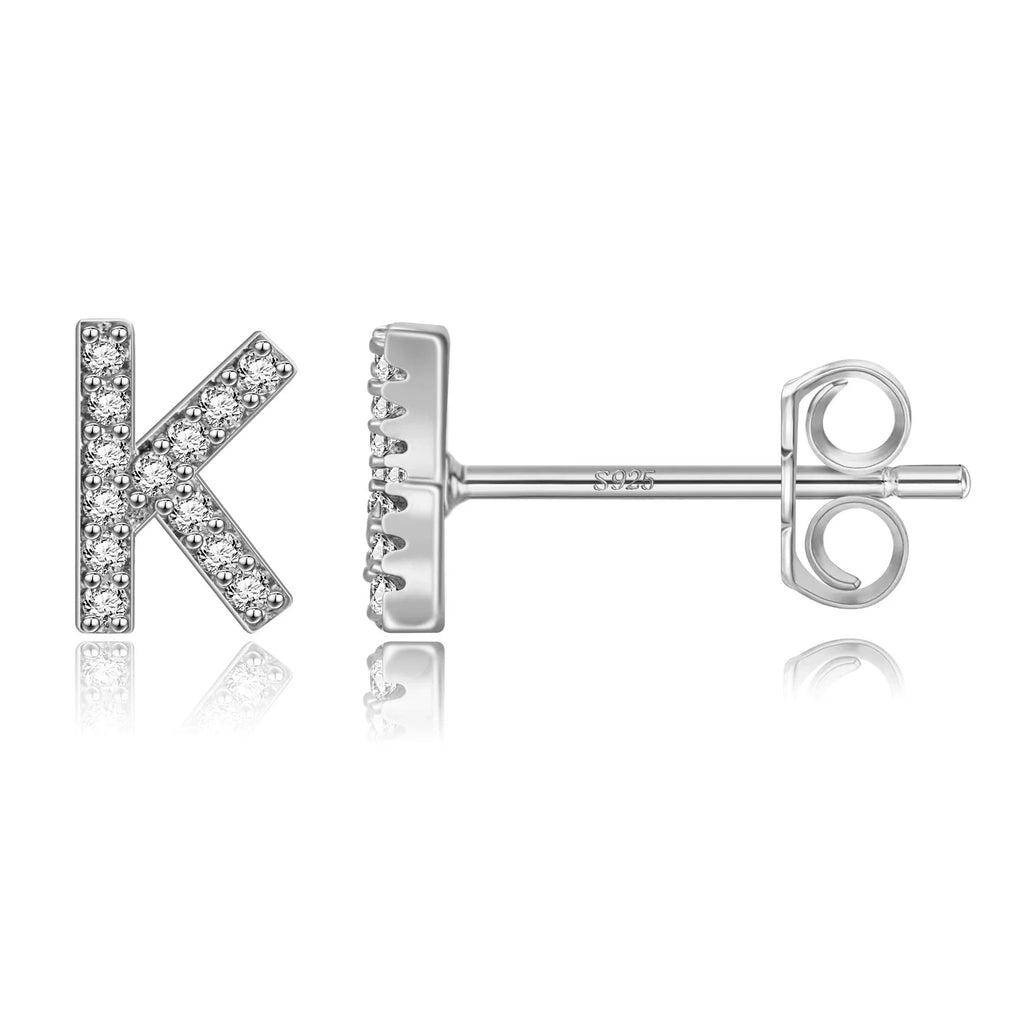 Серебряные серьги с инициалом k