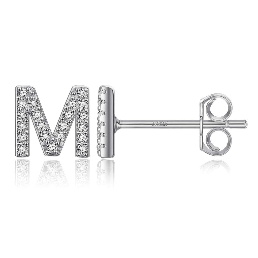 Серебряные серьги с инициалом m