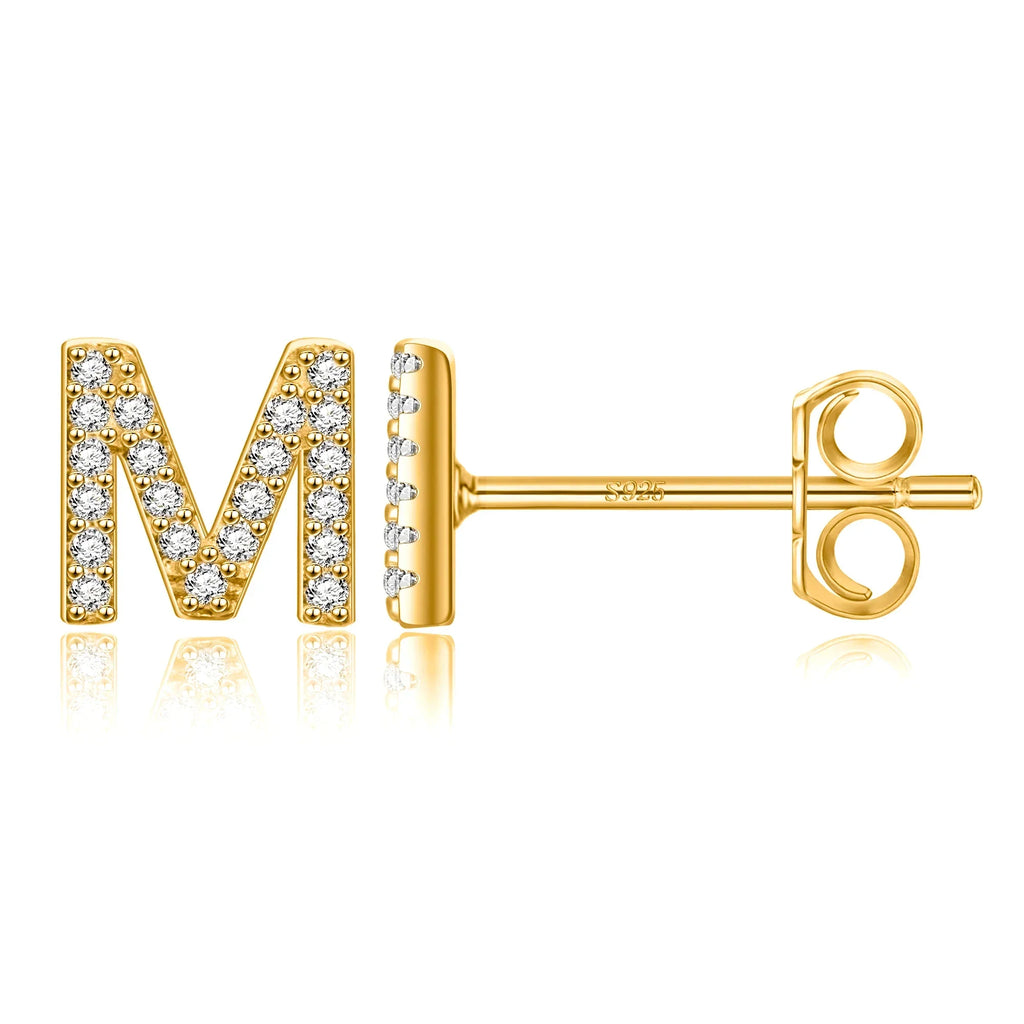 Золотые серьги с инициалом m