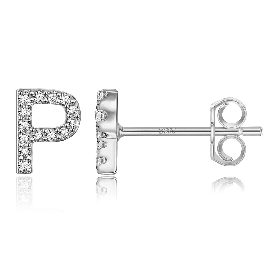 Серебряные серьги с инициалом p