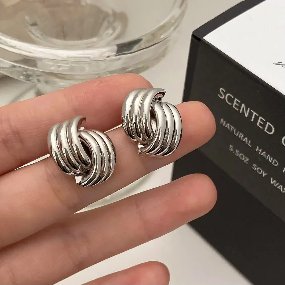 Women's bow earrings, silver