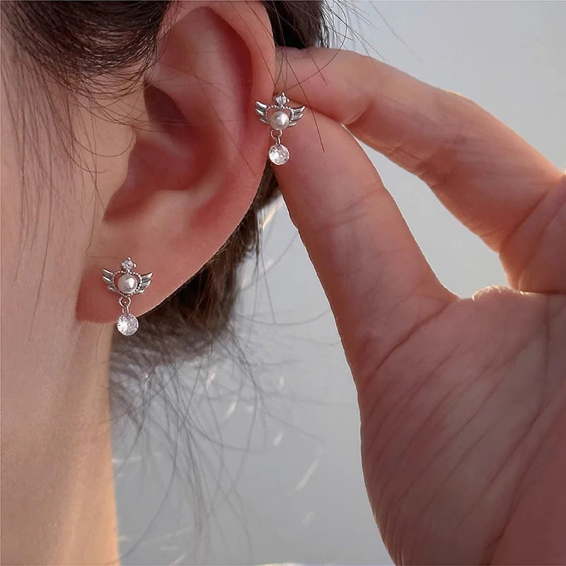 Серьги-подвески с ангельскими крыльями