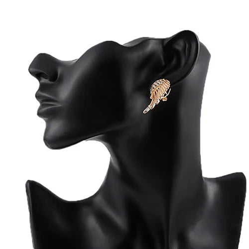 Dangling angel wing earrings with rhinestones