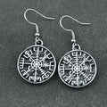 Серьги-подвески с компасом Vegvisir в викингском стиле
