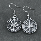 Серьги-подвески с компасом Vegvisir в викингском стиле