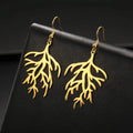 Boucles d'Oreilles Pendantes en Branches Corail or