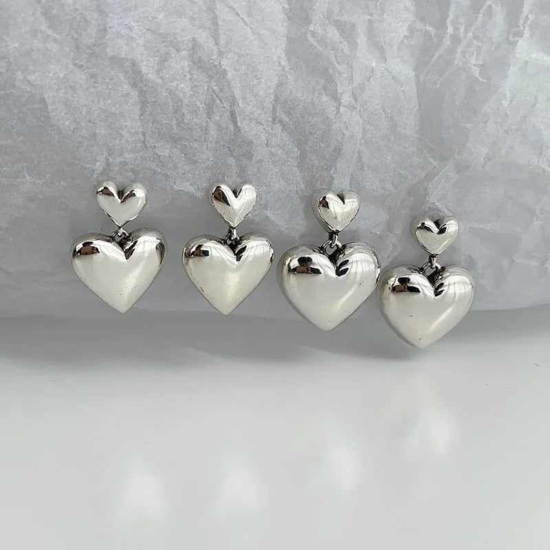 Heart Drop Earrings Studs for Women