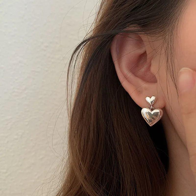 Heart Drop Earrings Studs for Women