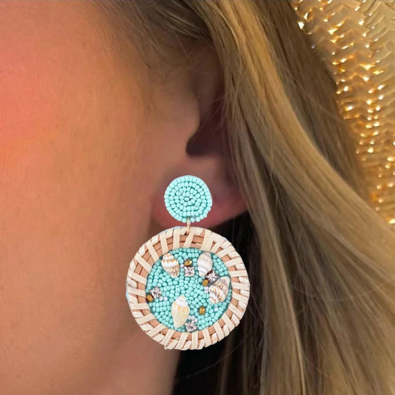 Boucles d'Oreilles Pendantes Coquillage Cauri