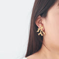 Boucles d'Oreilles Pendantes Corail Doré ou Argenté or