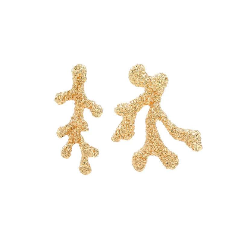 Boucles d'Oreilles Pendantes Corail Doré ou Argenté or