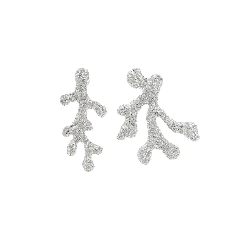 Boucles d'Oreilles Pendantes Corail Doré ou Argenté argent