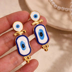 Boucles d'Oreilles Pendantes Ethniques Oeil Bleu or