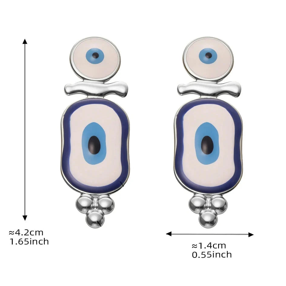 Boucles d'Oreilles Pendantes Ethniques Oeil Bleu
