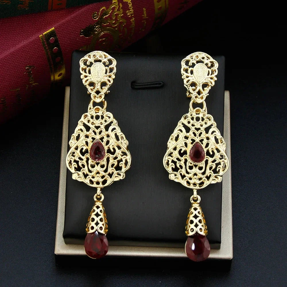 Ethnic Oriental Red Dangle Earrings