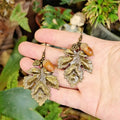 Boucles d'Oreilles Pendantes Feuille et Gland
