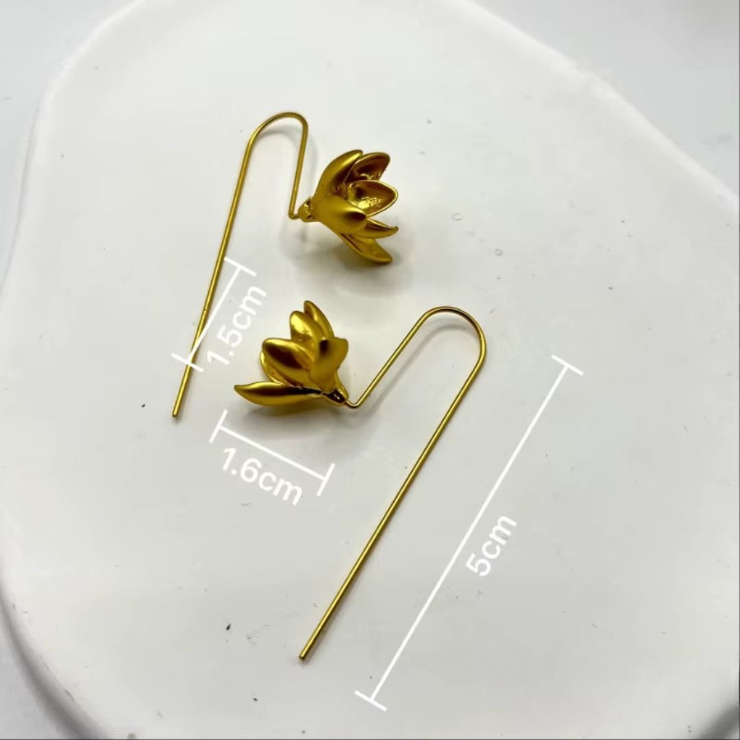 Magnolia Flower Drop Earrings