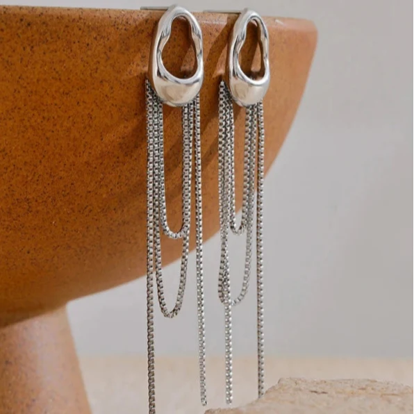 Women's Water Drop Dangle Earrings silver