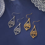 Boucles d'Oreilles Pendantes Ovales Arbre de Vie or