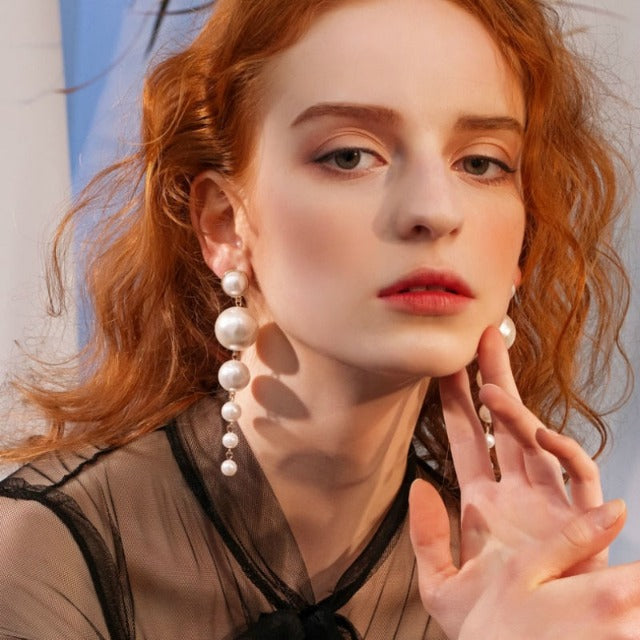 Dangling Pearl Drop Earrings