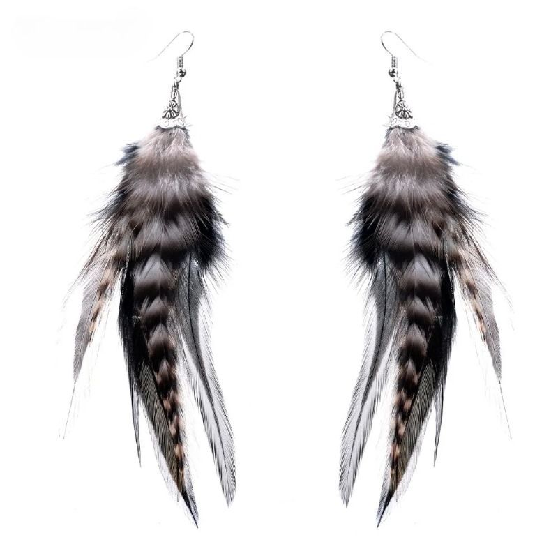 Feather Drop Earrings with Pheasant Plumes