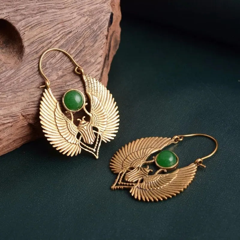 Egyptian Scarab Drop Earrings