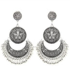 Boucles d'Oreilles Pendantes Style Bohême Baroque argent