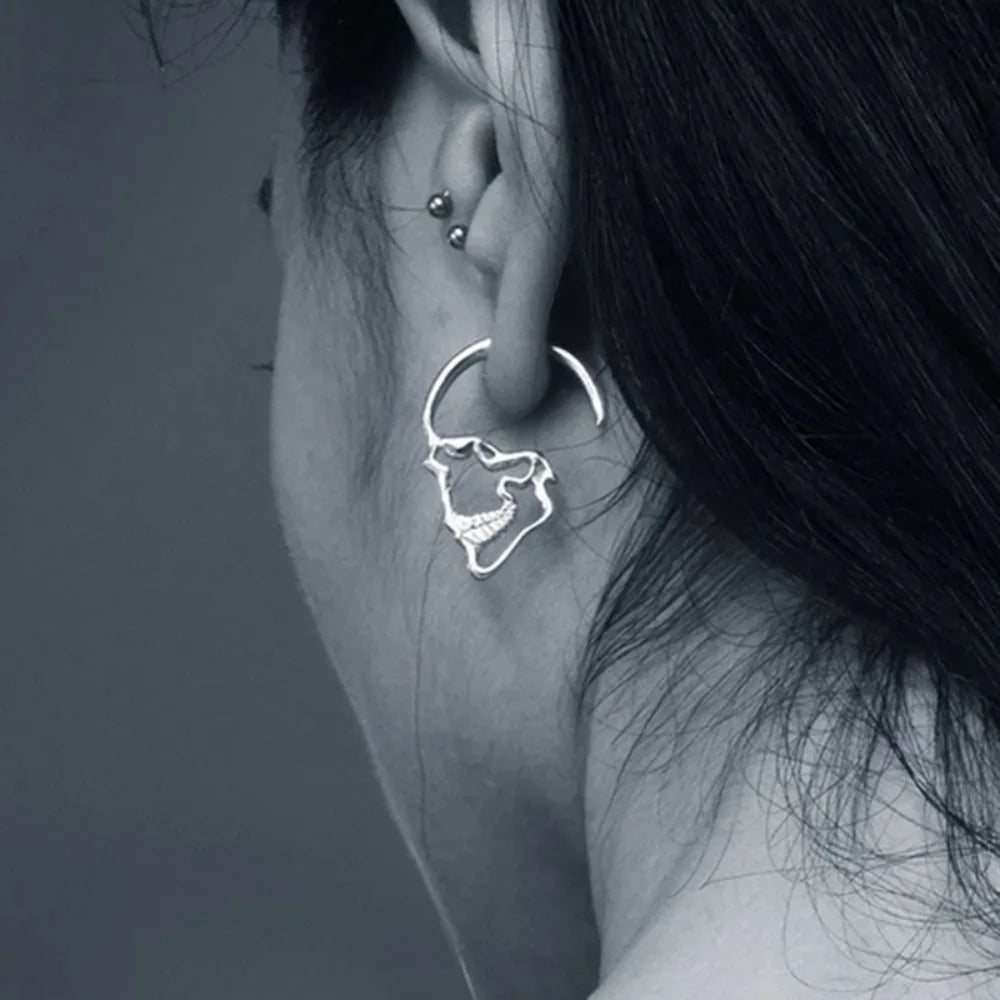 Skull Drop Earrings for Men or Women silver