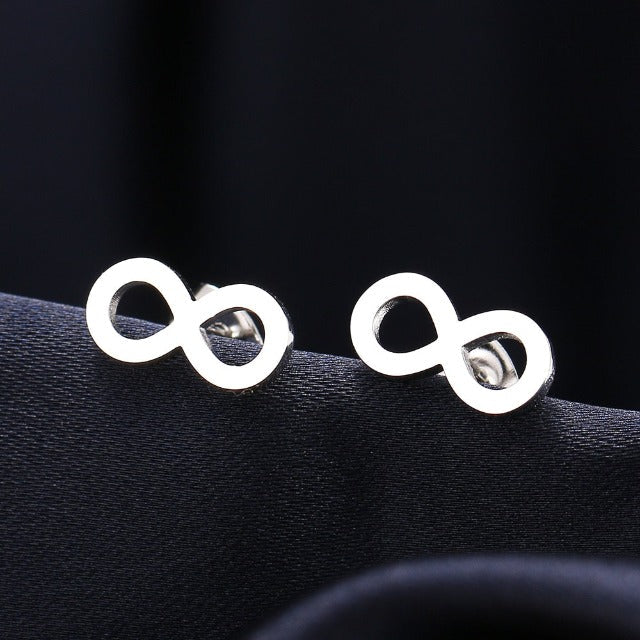 Infinite Symbol Stud Earrings for Women silver