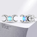 Triple Moon Stud Earrings Wiccan Witchcraft Women's