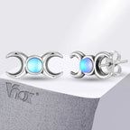 Triple Moon Stud Earrings Wiccan Witchcraft Women's