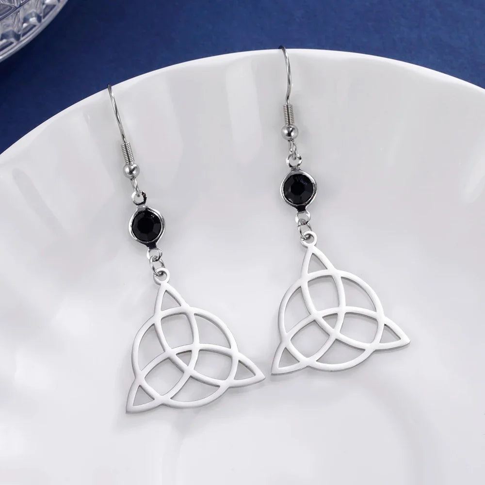 Triquetra Drop Earrings for Women Trinity Knot Silver
