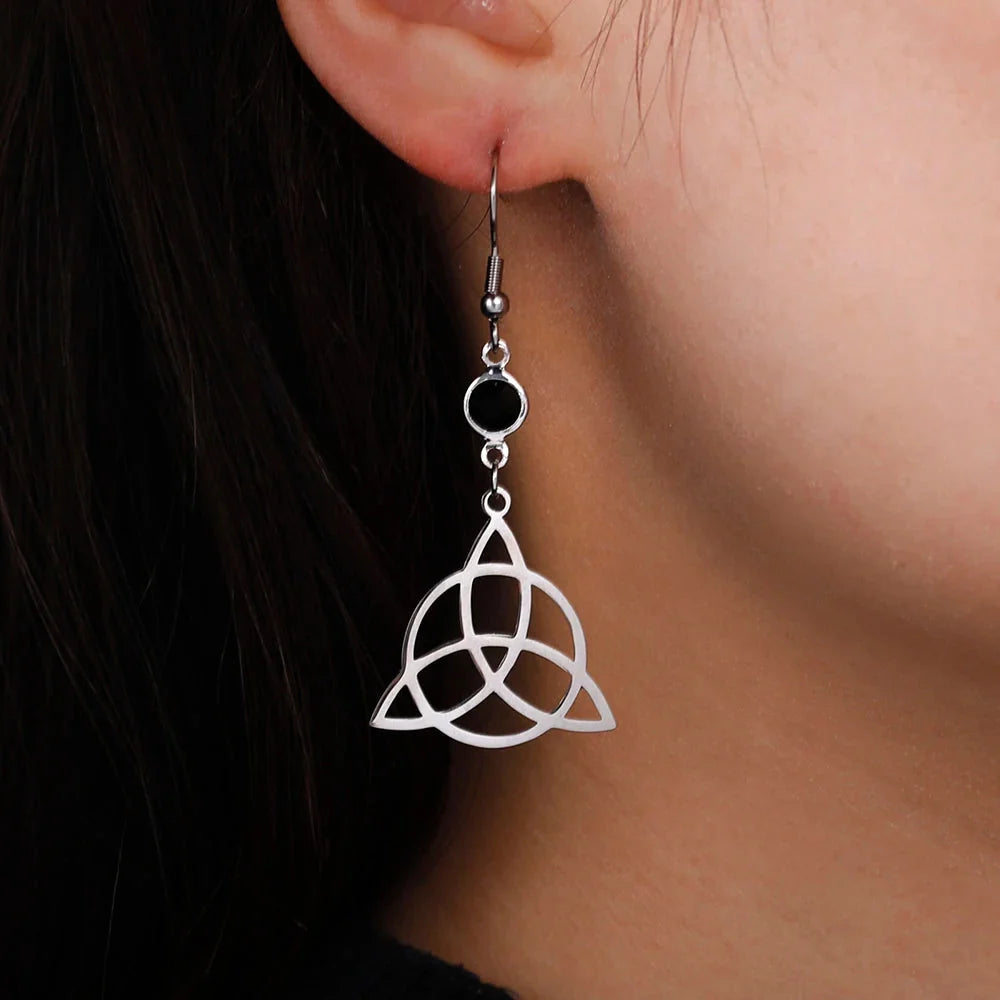Triquetra Drop Earrings for Women Trinity Knot Silver