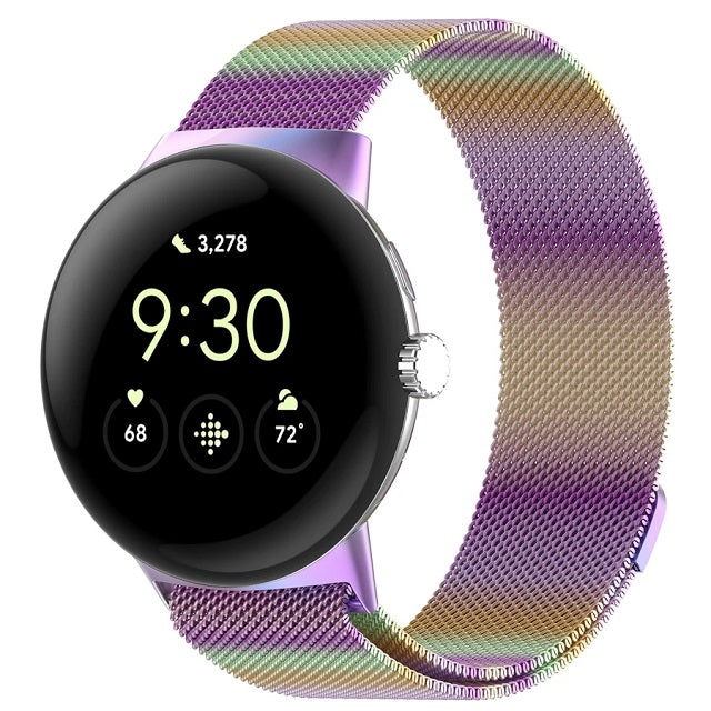 Браслет из миланской стали с магнитной застёжкой для Smartwatch Google Pixel Watch 1 & 2, радуга