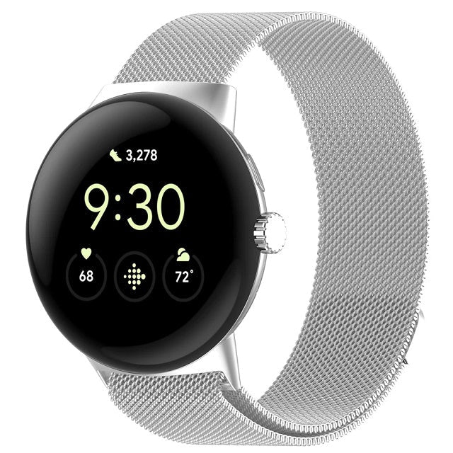 Magnetic Milanese Steel Smartwatch Band Google Pixel Watch 1 & 2 silver gray