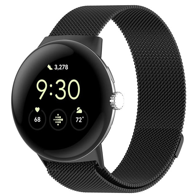 Magnetic Milanese Steel Smartwatch Band Google Pixel Watch 1 & 2 black