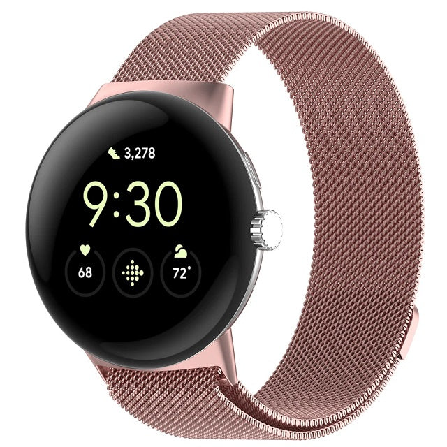 Браслет из миланской стали с магнитной застёжкой для Smartwatch Google Pixel Watch 1 & 2, розовый