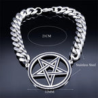 Wiccan Pentacle Steel Chain Bracelet