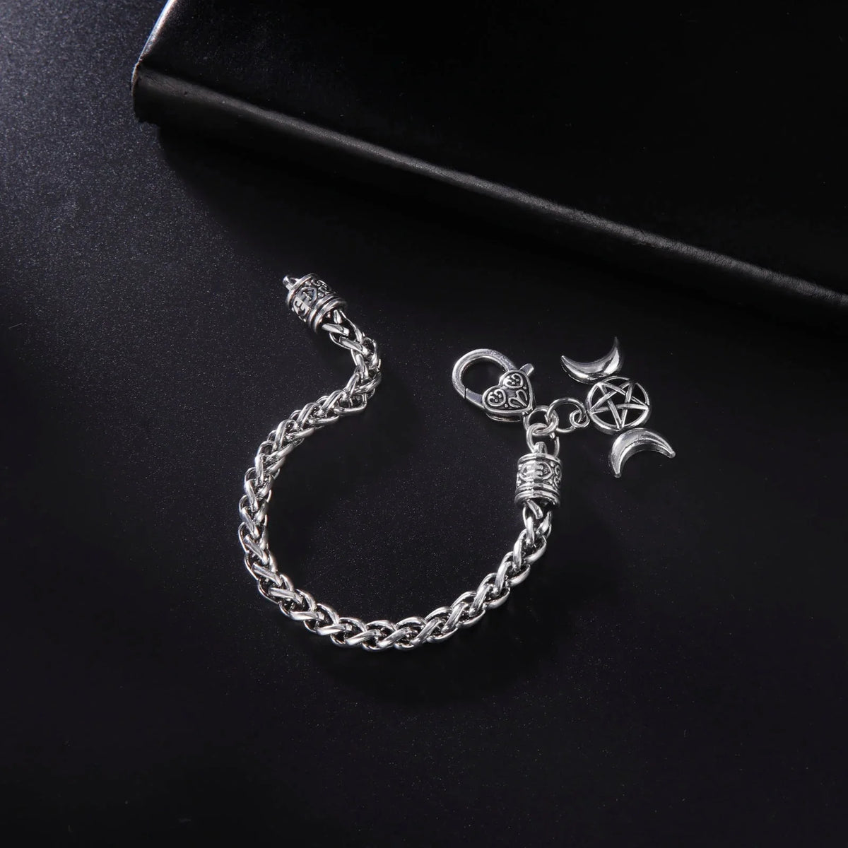 Triple Moon Witchcraft Steel Bracelet Wiccan Chain Bracelet