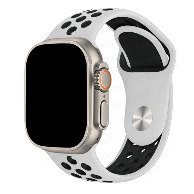 Спортивный ремешок Apple Watch бело-чёрный