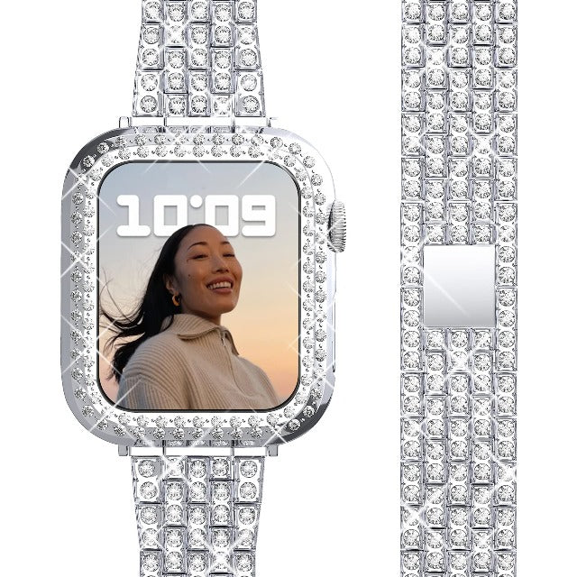 Браслет для Apple Watch с бриллиантами для женщин, серебристый