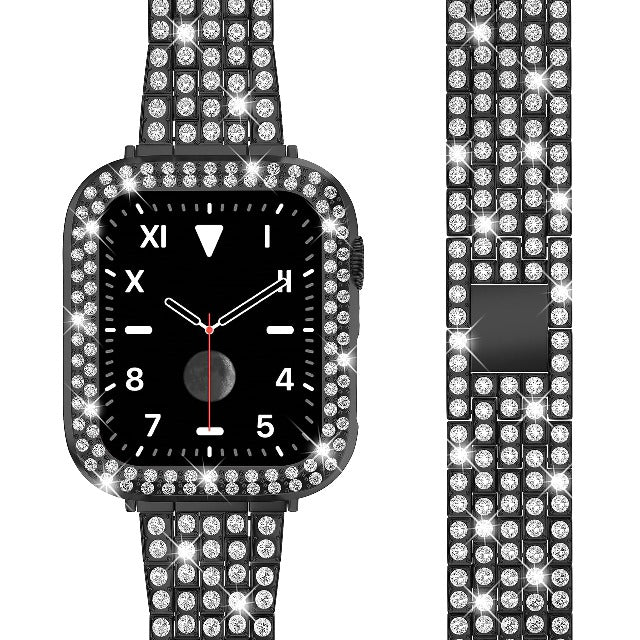 Браслет для Apple Watch с бриллиантами для женщин, чёрный