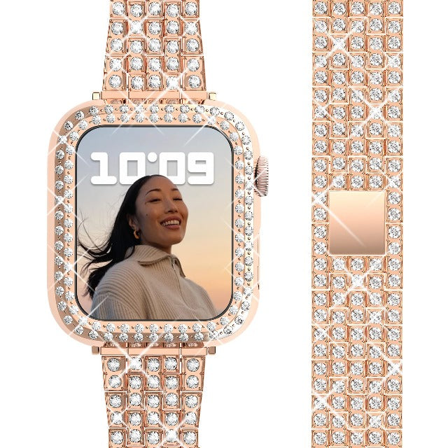 Браслет для Apple Watch с бриллиантами для женщин, розовое золото