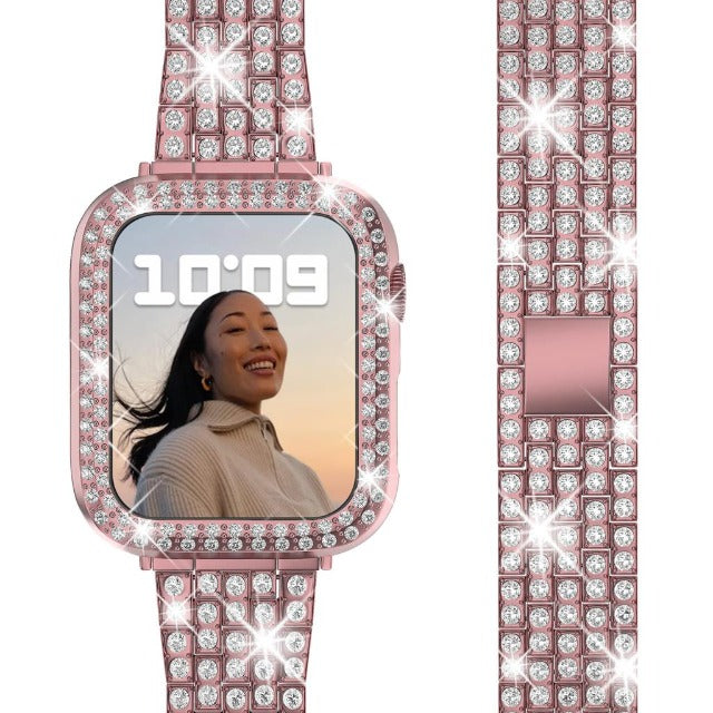 Браслет для Apple Watch с бриллиантами для женщин, розовый