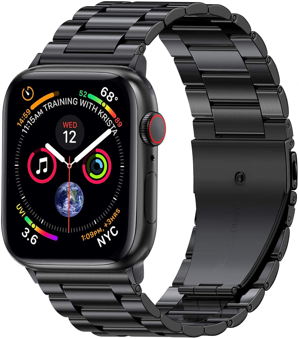 Браслет для Apple Watch из сверхпрочной стали, чёрный
