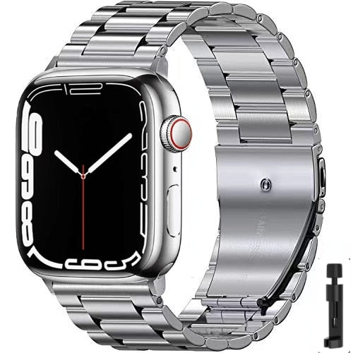 Ultra-Resistant Steel Apple Watch Band silver + tool