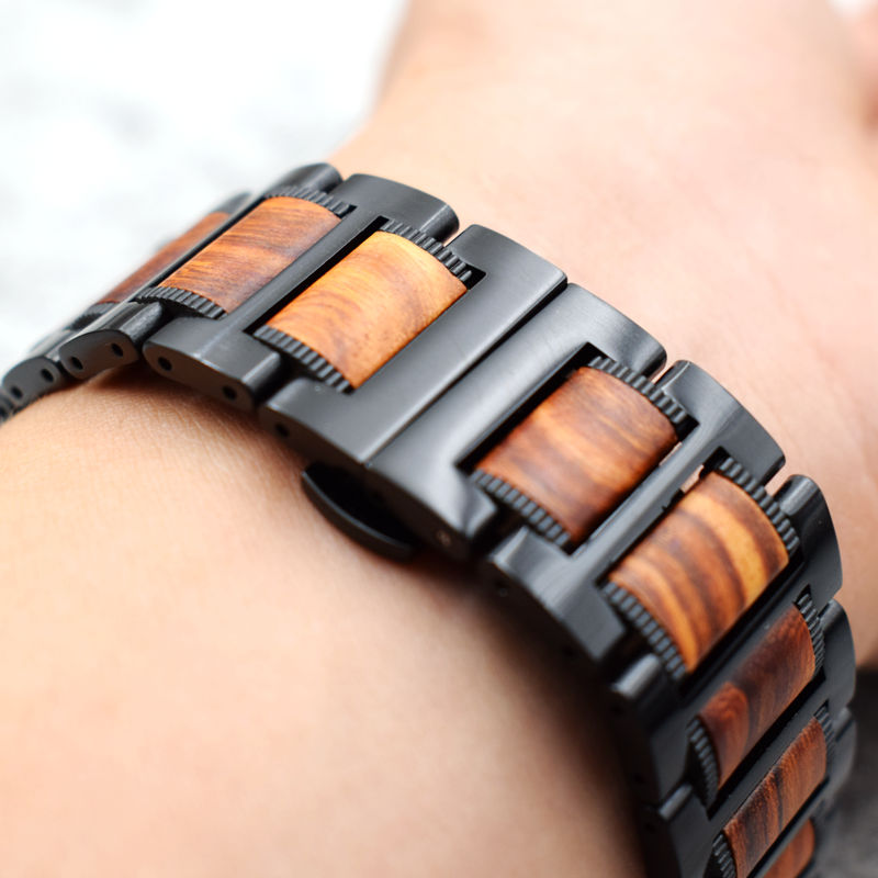 Wooden Apple Watch Band in Brown and Black