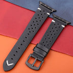 Ремешок для Apple Watch из натуральной кожи, чёрный и чёрный